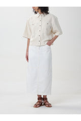 Women's Off White Boxy Cotton Linen Shirt