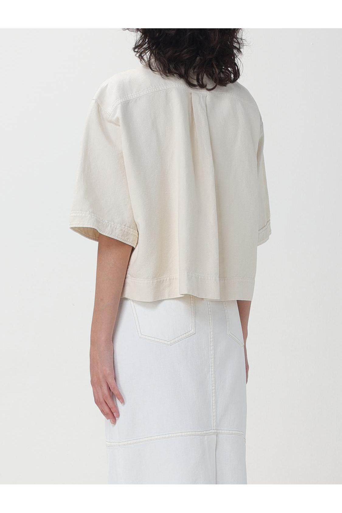 Women's Off White Boxy Cotton Linen Shirt