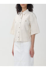 Women's Off White Boxy Cotton Linen Shirt