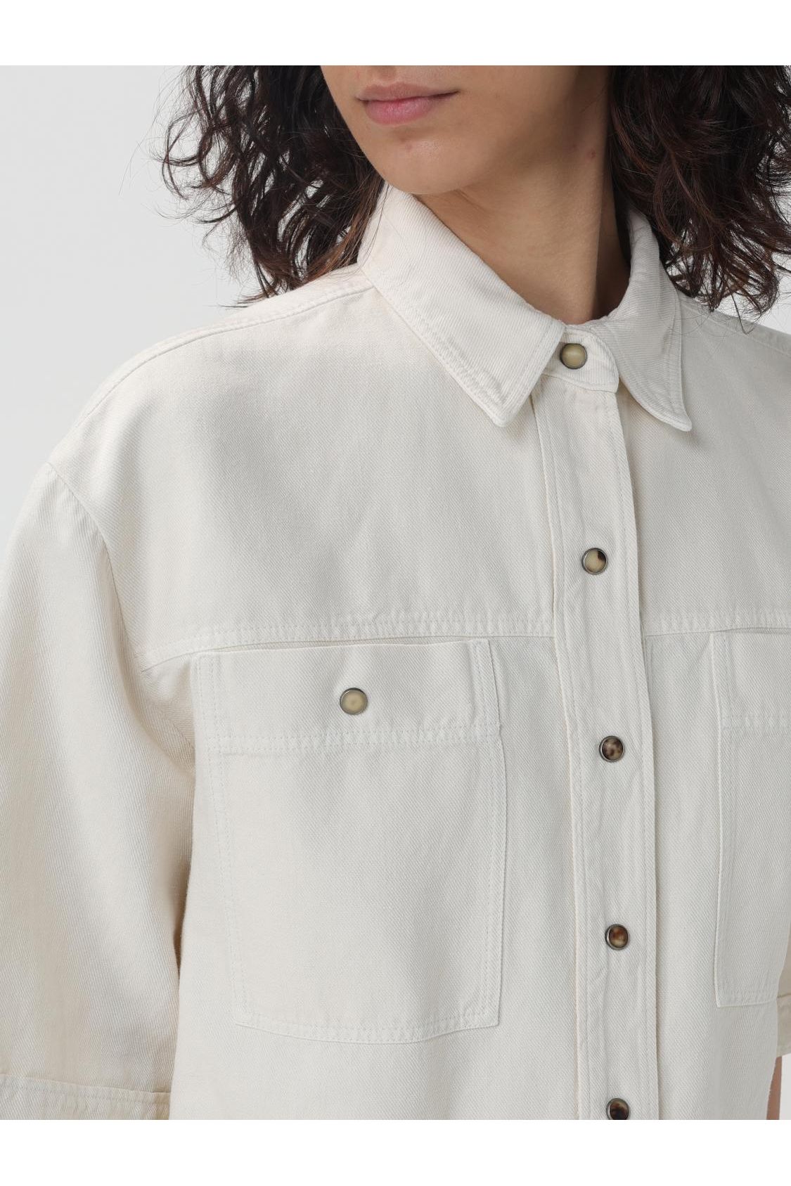 Women's Off White Boxy Cotton Linen Shirt
