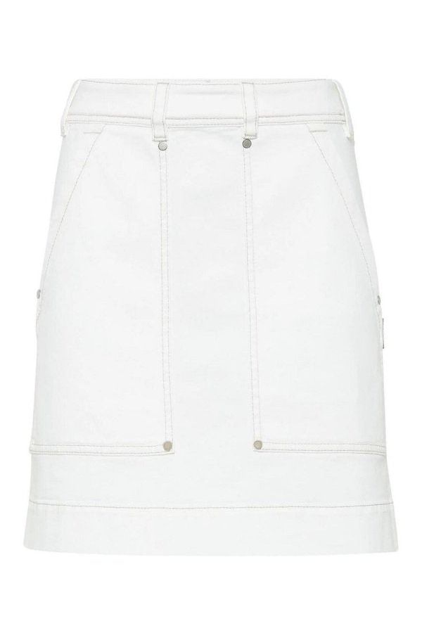 Women's White Cotton Straight Skirt