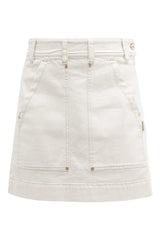 Women's Off White Cotton Mini Skirt
