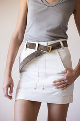 Women's Off White Cotton Mini Skirt