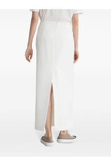 Brunello Cucinelli Women's Off White Straight Cotton Skirt