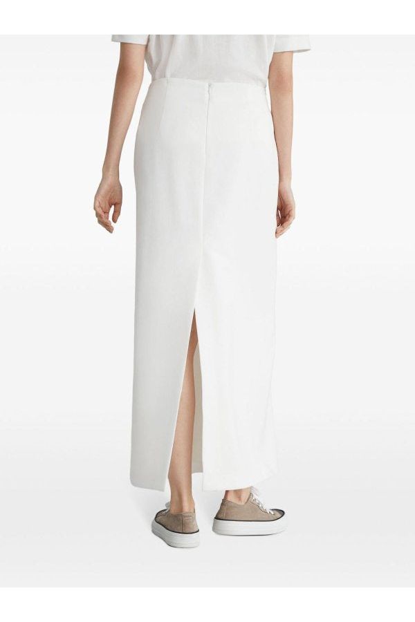 Brunello Cucinelli Women's Off White Straight Cotton Skirt