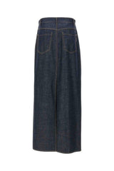 Women's Dark Denim Midi Skirt With Slit