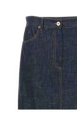 Women's Dark Denim Midi Skirt With Slit