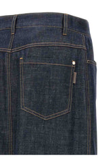 Women's Dark Denim Midi Skirt With Slit