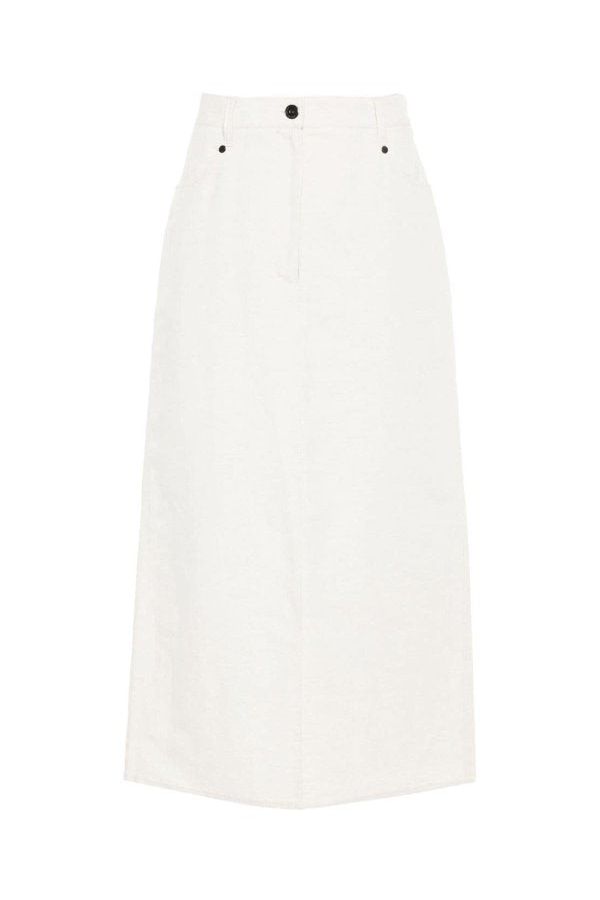 Women's Off White Linen Blend Skirt