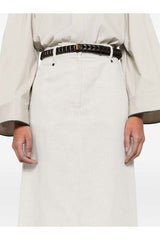Women's Off White Linen Blend Skirt