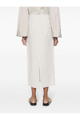 Women's Off White Linen Blend Skirt