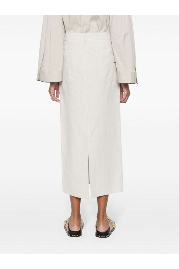 Women's Off White Linen Blend Skirt