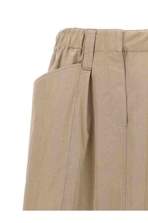 Women's Beige Gathered Hem Skirt