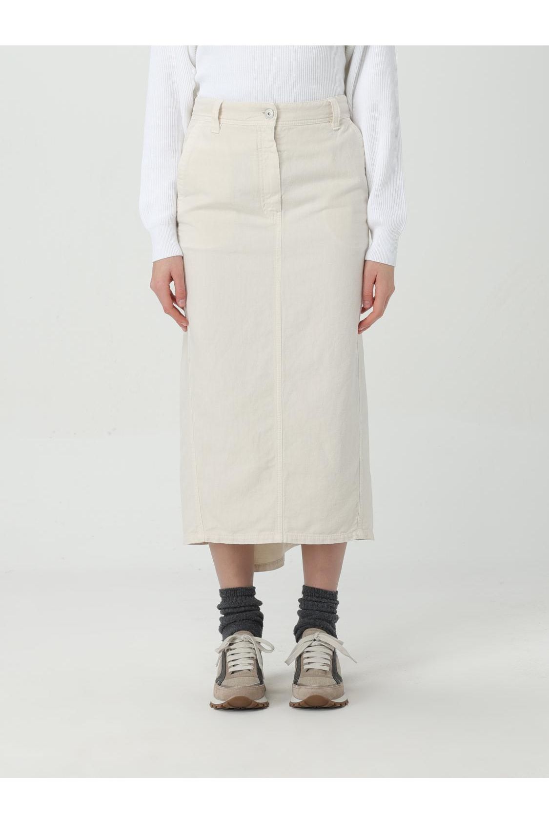 Women's Gesso Cotton Linen Midi Skirt