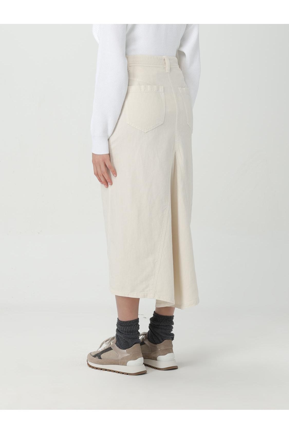Women's Gesso Cotton Linen Midi Skirt