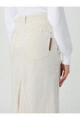 Women's Gesso Cotton Linen Midi Skirt