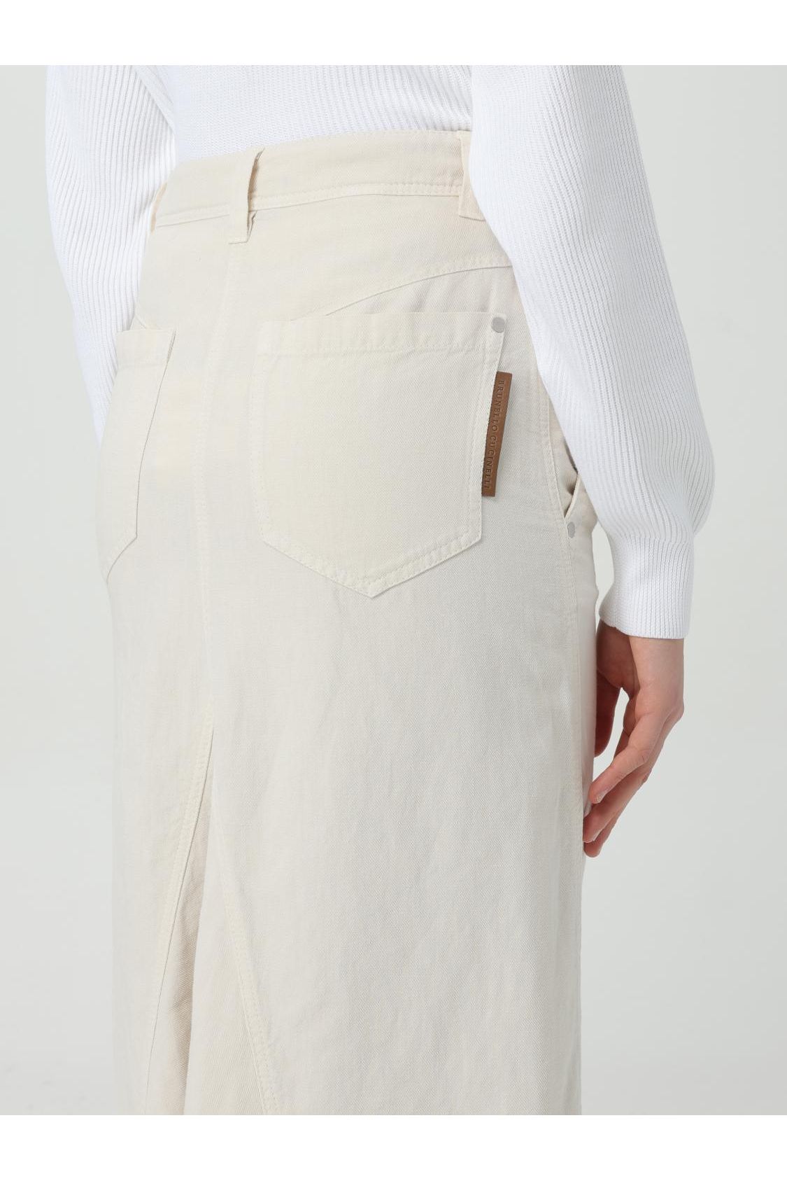 Women's Gesso Cotton Linen Midi Skirt
