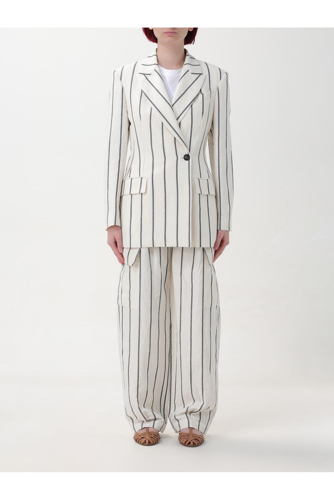 Women's Panama Striped Linen Cotton Blazer