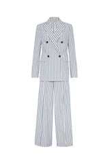 Women's White Striped Tailored Blazer
