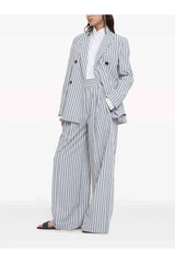 Women's White Striped Tailored Blazer