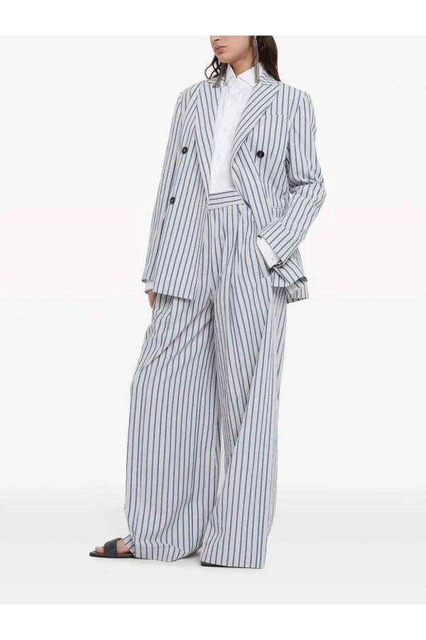 Women's White Striped Tailored Blazer