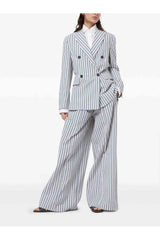 Women's White Striped Tailored Blazer