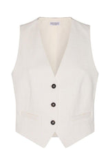 Women's Off White Cotton Linen Vest