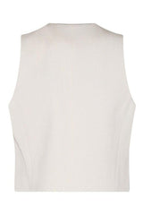 Women's Off White Cotton Linen Vest