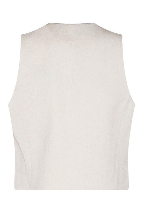 Women's Off White Cotton Linen Vest