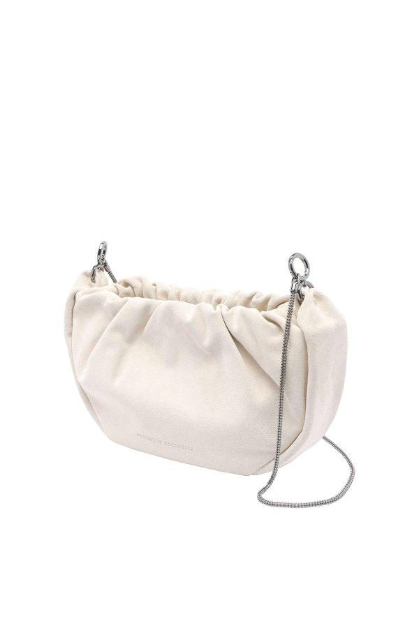 Women's Off White Leather Shoulder Bag