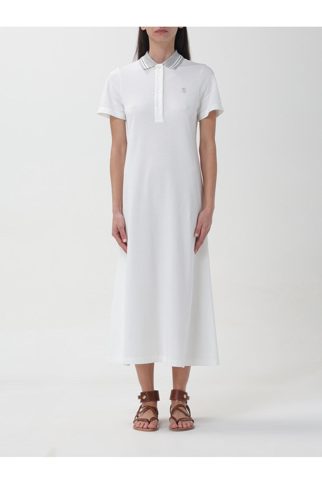 Women's White Polo Collar Dress