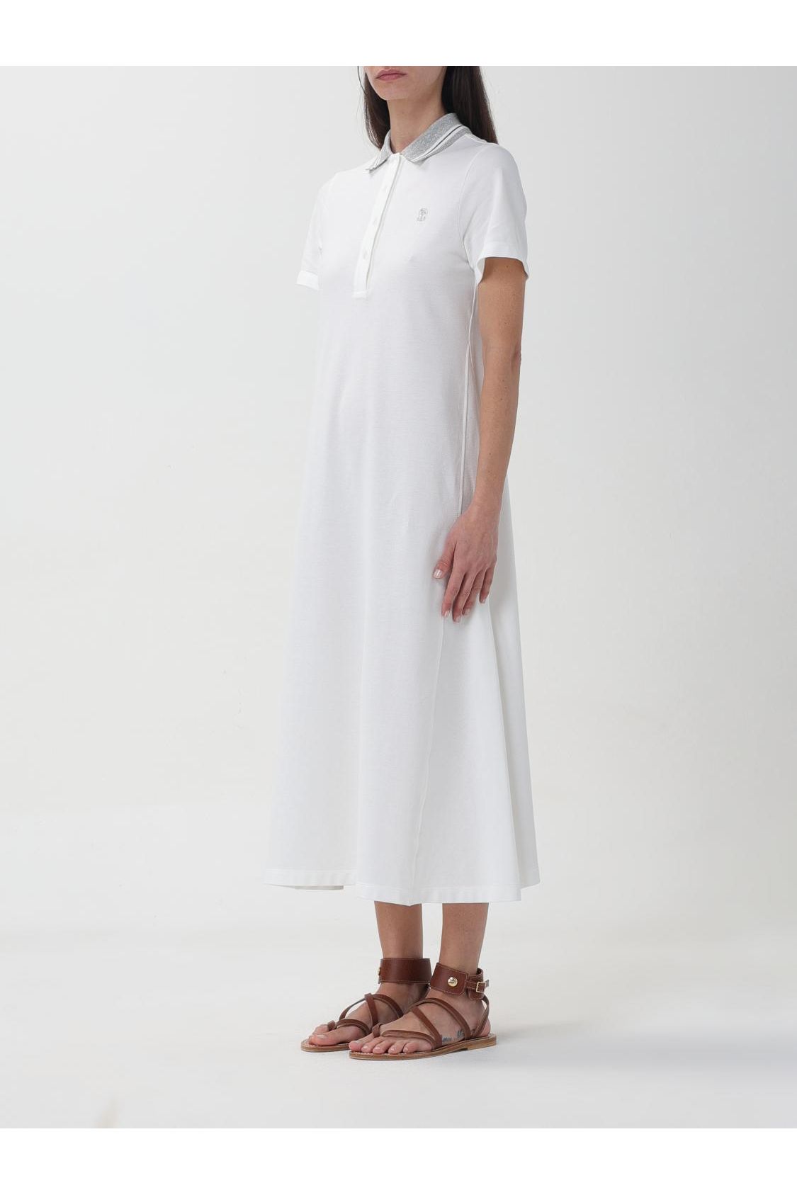 Women's White Polo Collar Dress