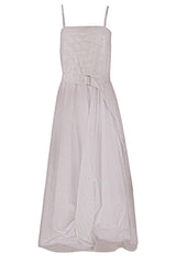 Women's White Striped Belted Dress