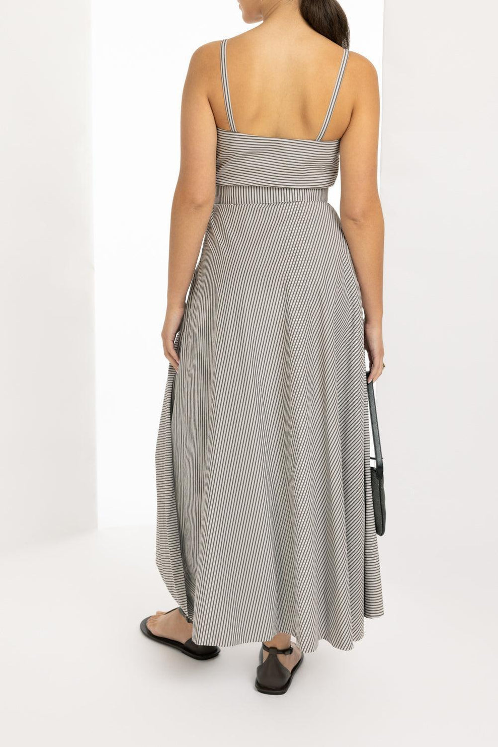 Women's White Striped Belted Dress