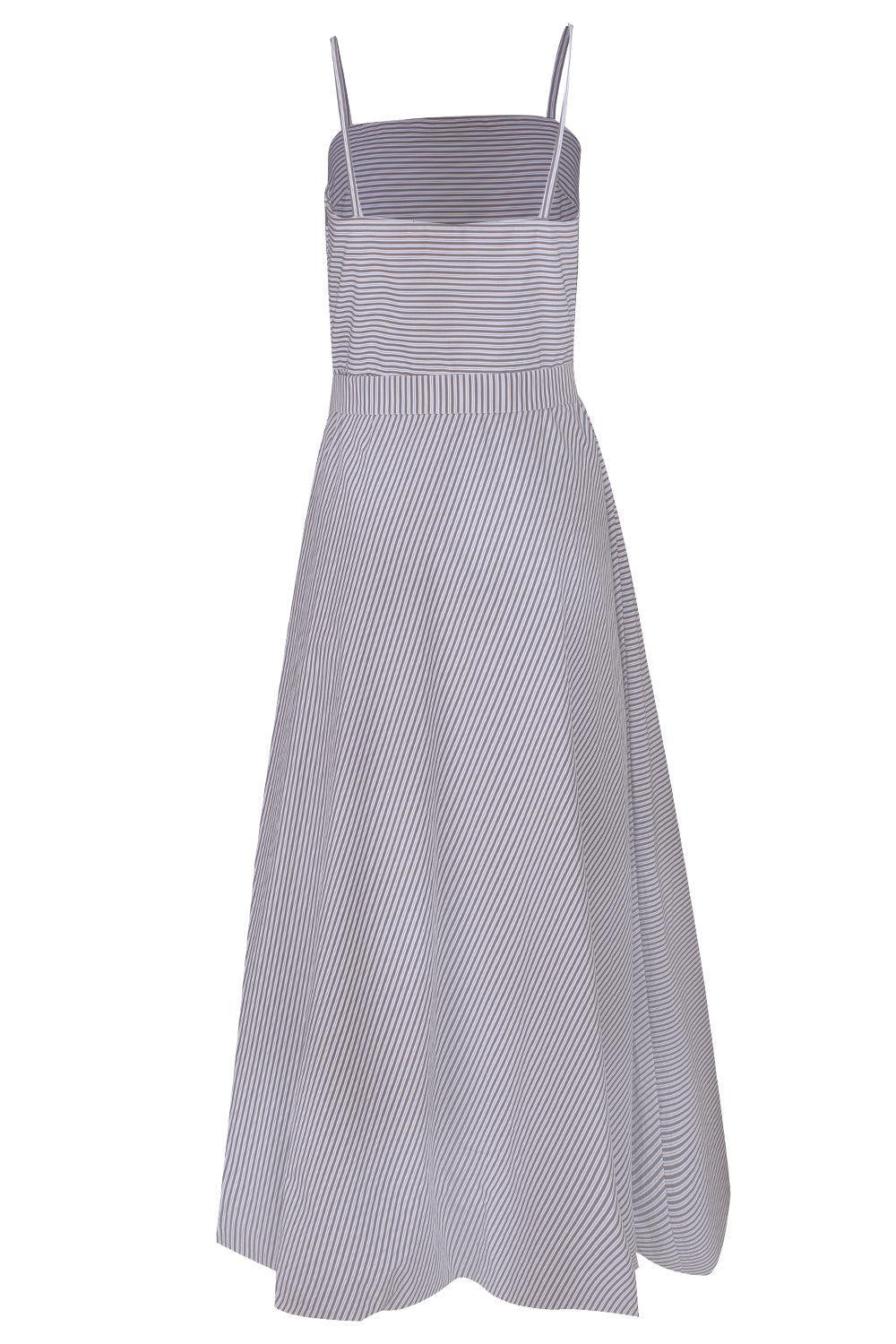 Women's White Striped Belted Dress