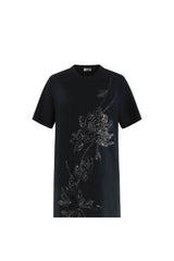 Brunello Cucinelli Women's Black Embroidered Straight Dress