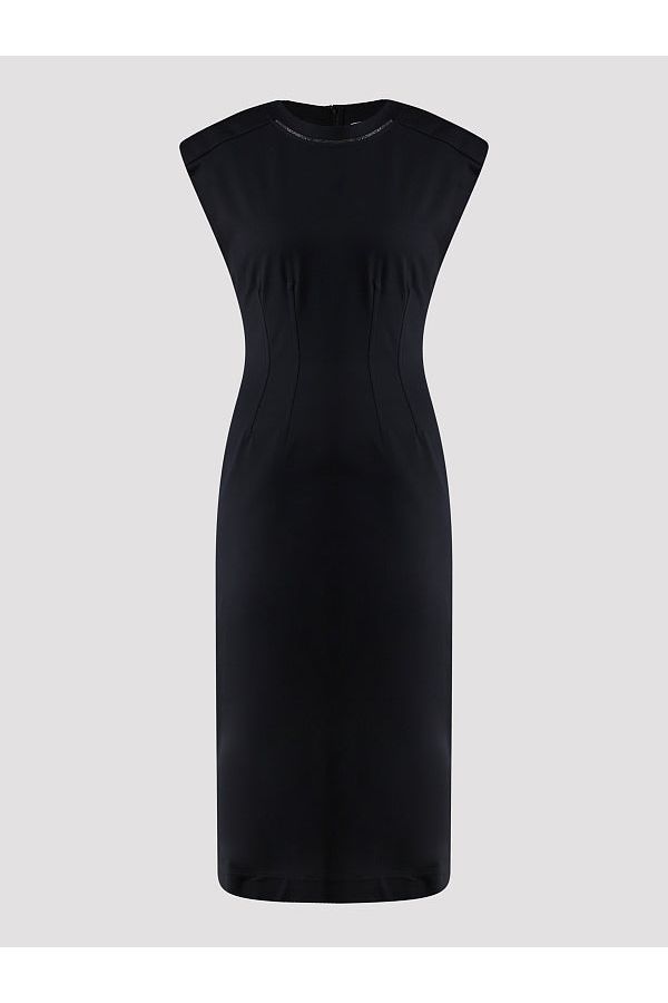 Brunello Cucinelli Women's Black Fitted Sleeveless Dress