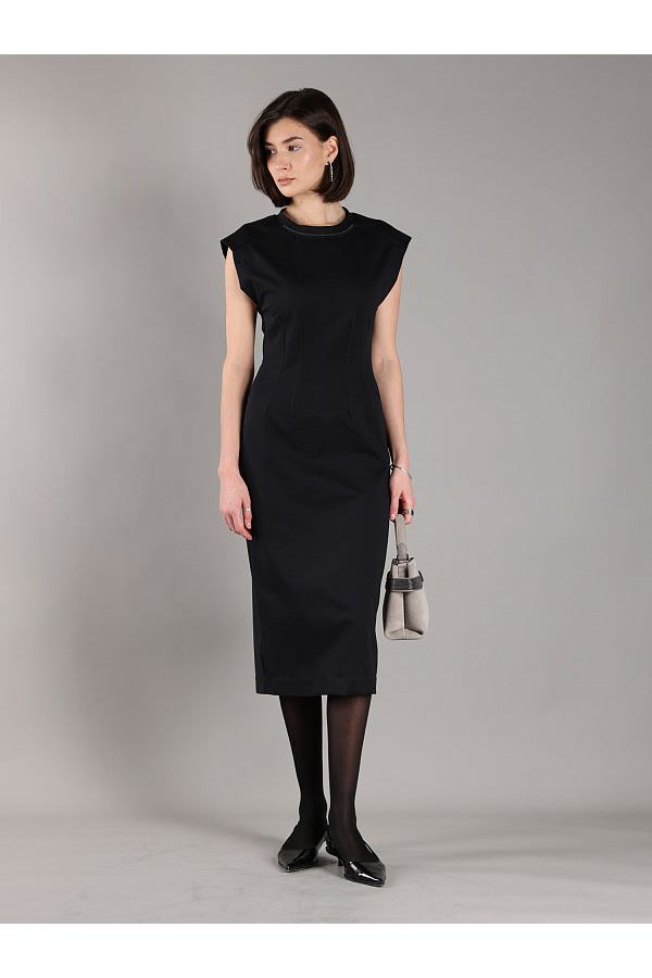 Brunello Cucinelli Women's Black Fitted Sleeveless Dress