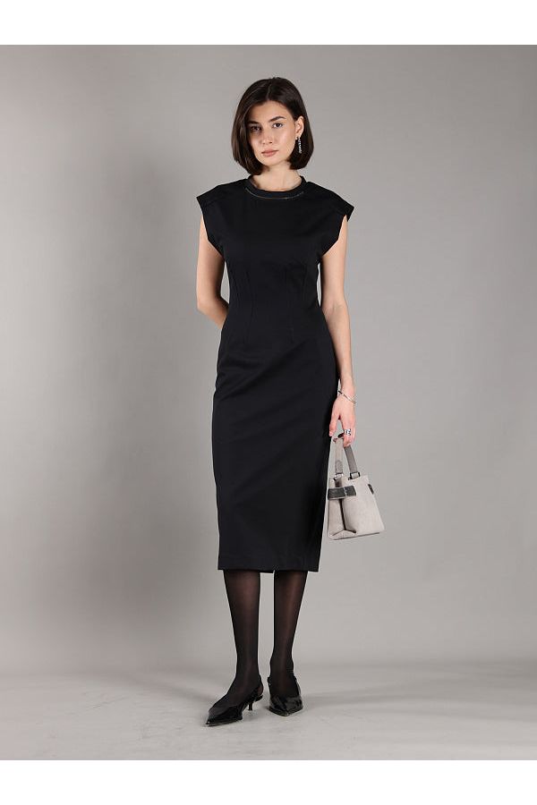 Brunello Cucinelli Women's Black Fitted Sleeveless Dress