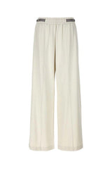 Women's Off White Relaxed Cotton Trousers