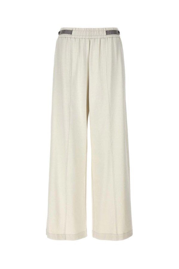 Women's Off White Relaxed Cotton Trousers