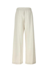 Women's Off White Relaxed Cotton Trousers