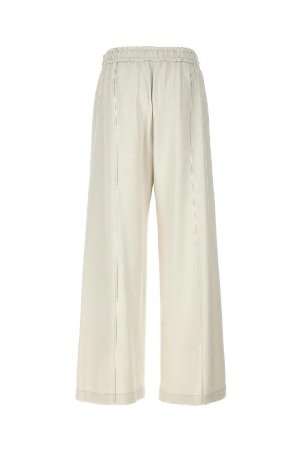 Women's Off White Relaxed Cotton Trousers