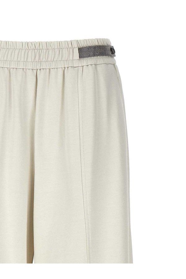Women's Off White Relaxed Cotton Trousers
