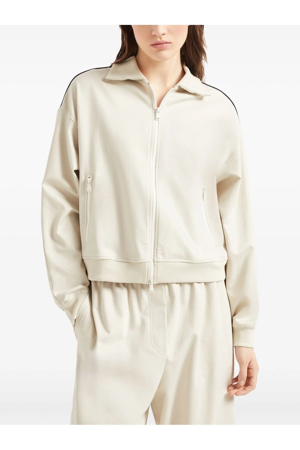 Brunello Cucinelli Women's Off White Zip Jacket