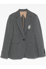 Women's Grey Tailored Cotton Jacket