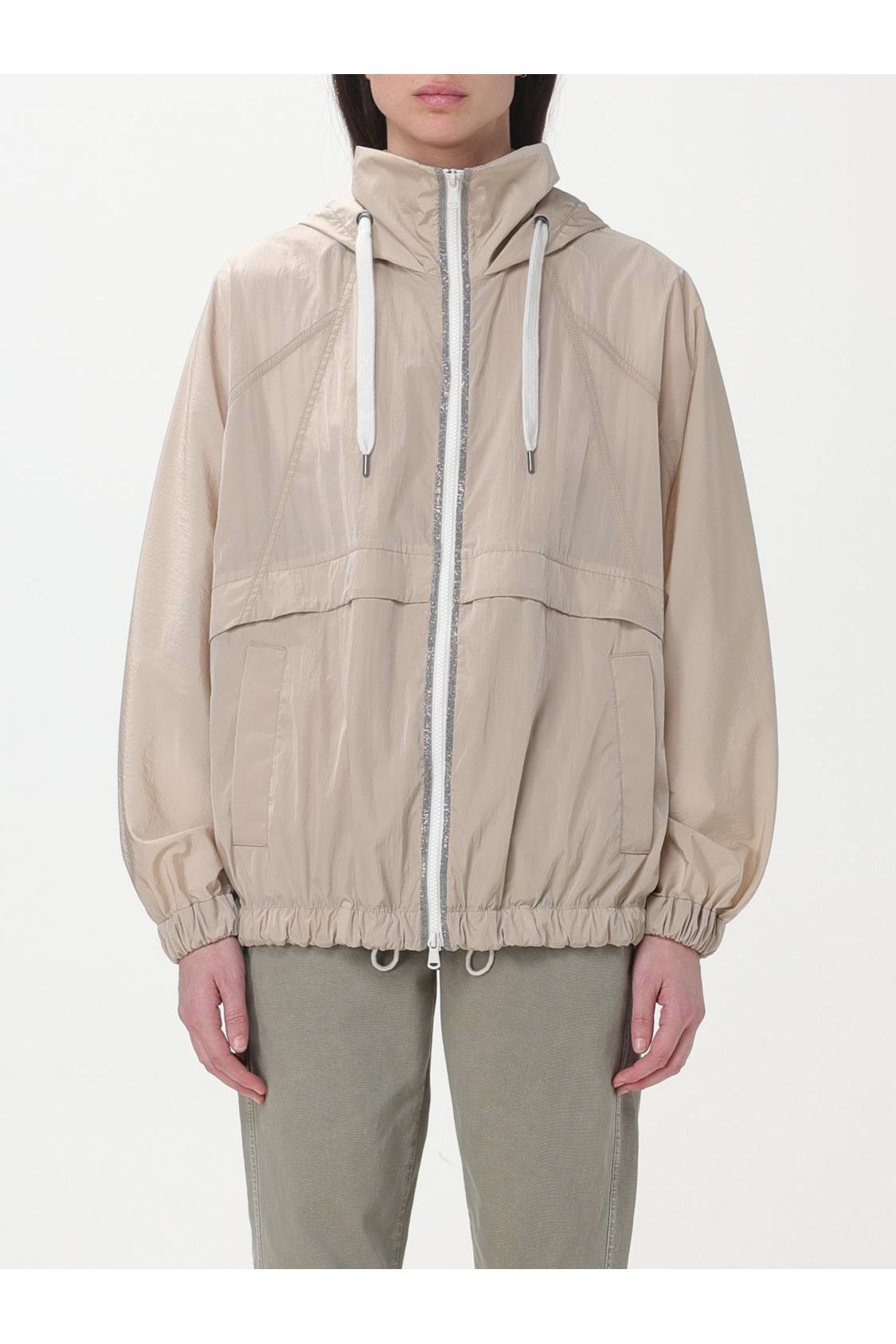 Brunello Cucinelli Women's Light Beige Hooded Jacket