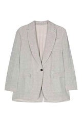 Brunello Cucinelli Women's Light Grey Linen Blazer