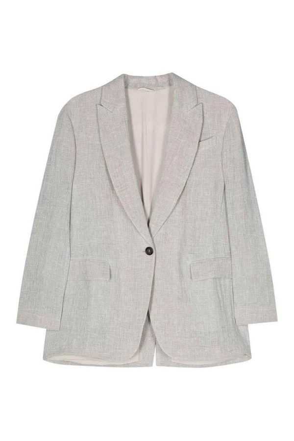 Brunello Cucinelli Women's Light Grey Linen Blazer