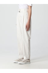 Brunello Cucinelli Women's Off White Tapered Cotton Trousers